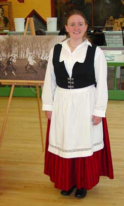 Image of Freja Borsting in Danish traditional dress