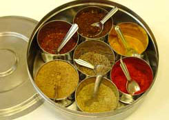Image of colorful spice powders