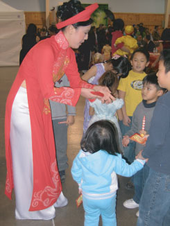 Image of Giving lucky money to children